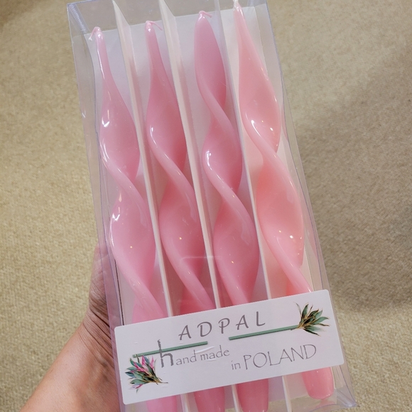 Pink Spiral Candles (4)~ Adpal~ Made In Poland NWT/NIB ~ Pretty! - Picture 2 of 16